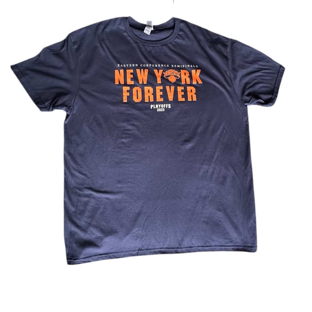 New York Knicks New York Forever Navy Blue 2025 Playoff Tee Size XL - Picture 2 of 6